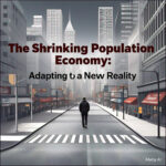 Lone figure on empty city street symbolizing a shrinking population's economic challenges and adaptations needed.
